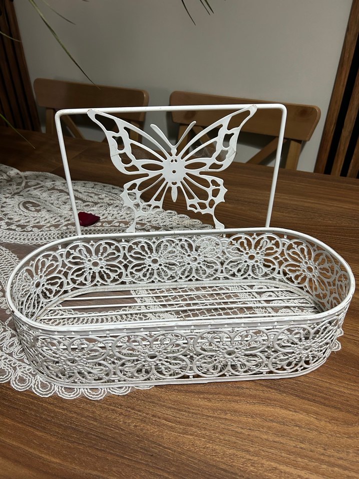 Beyaz Kelebekli  ferforje askı - Görsel 2