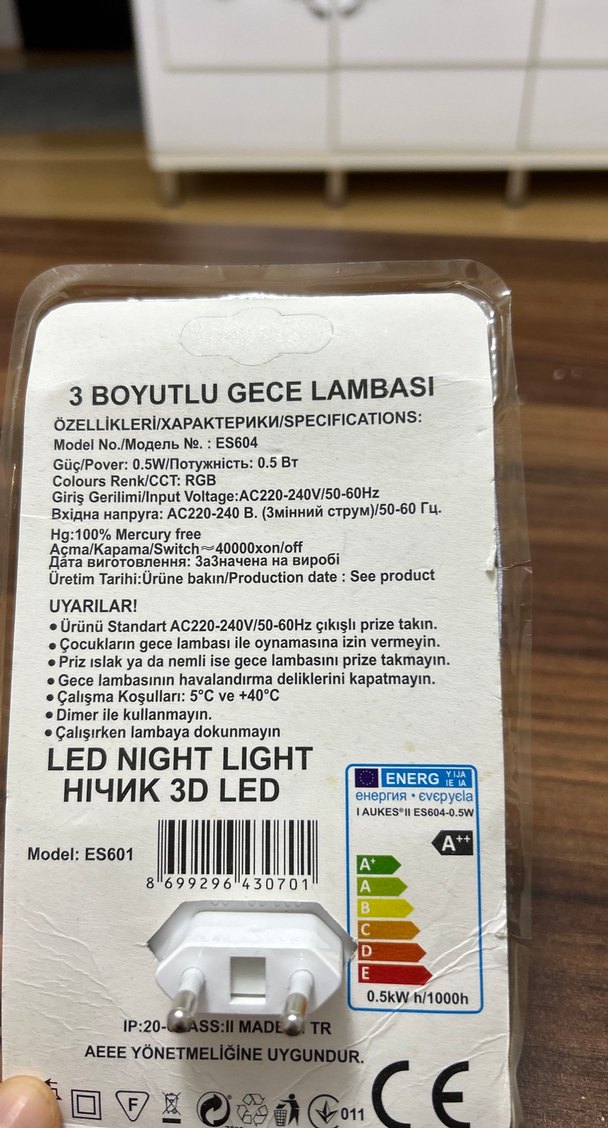 Aukes RGB 3 Boyutlu Gece Lambası - Görsel 2