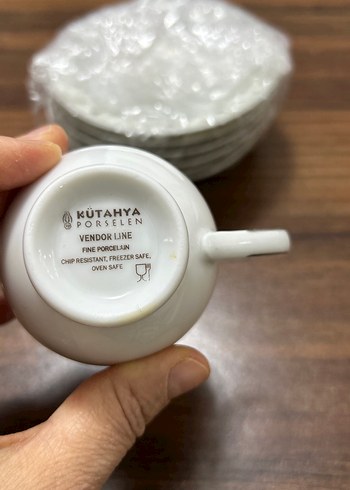 Gri Desenli Beyaz Porselen Fincan - Görsel 2