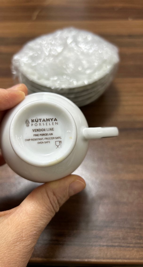 Gri Desenli Beyaz Porselen Fincan - Görsel 2