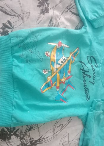 Turkuaz Erkek Çocuk Baskılı Fermuarlı Sweatshirt