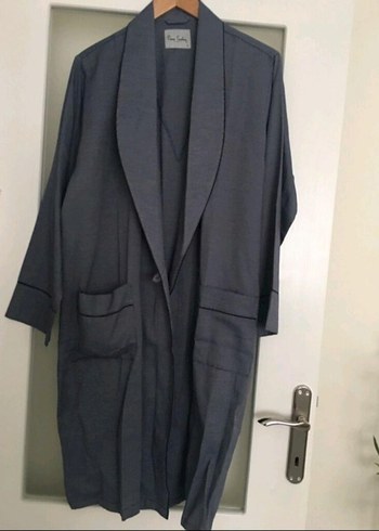 Gri Uzun Kollu Erkek Sabahlık - Görsel 2