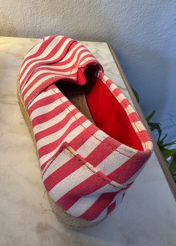 Pembe Çizgili Kadın Dolgu Topuk Espadril - Görsel 3