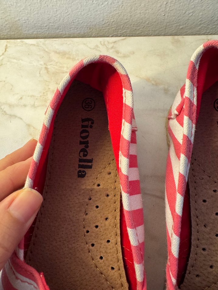 Pembe Çizgili Kadın Dolgu Topuk Espadril - Görsel 2