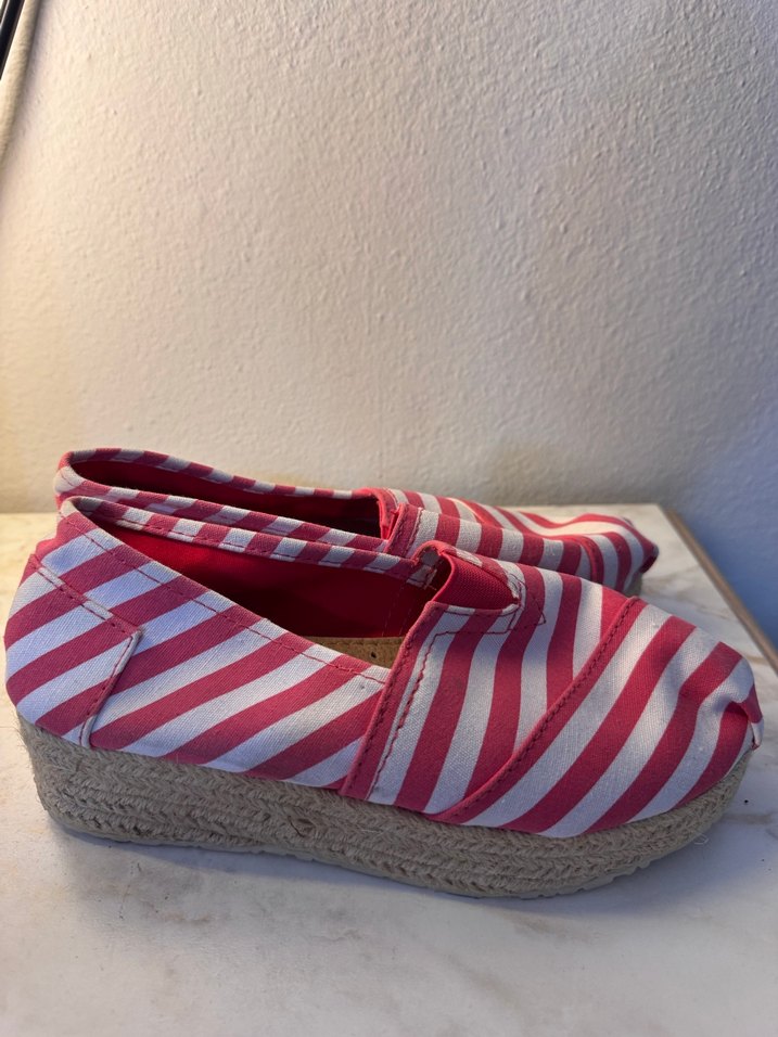 Pembe Çizgili Kadın Dolgu Topuk Espadril - Görsel 4