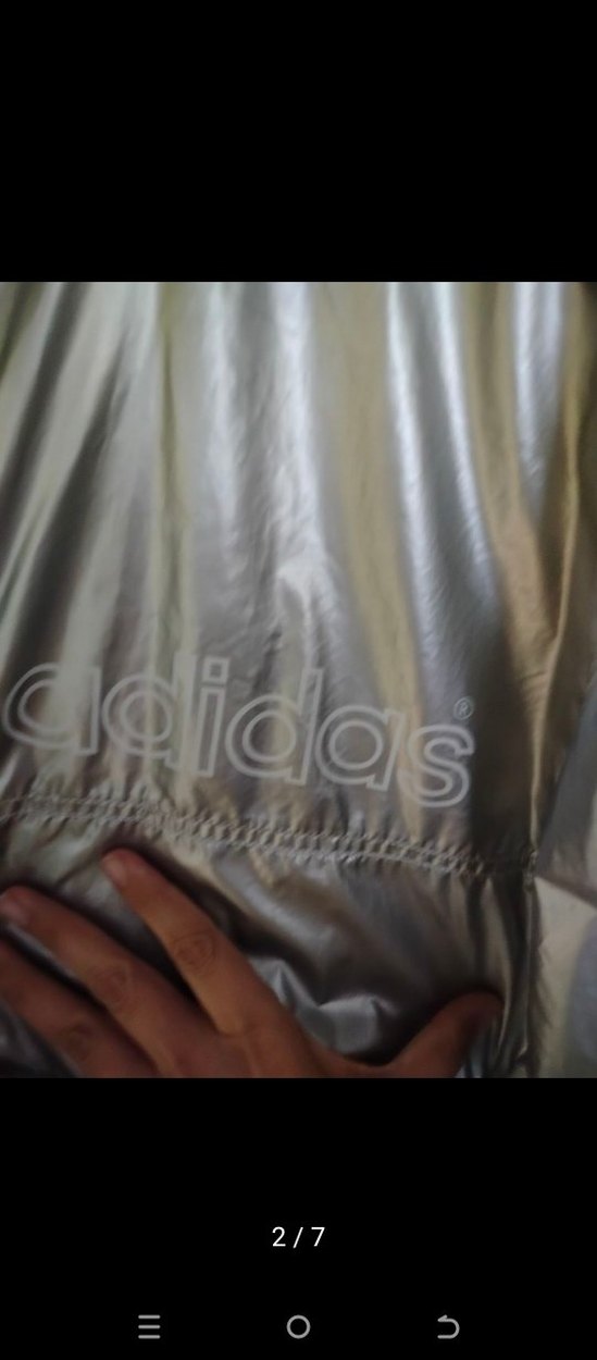 Gri Metalik orjinal Adidas Midi Yağmurluk - Görsel 2