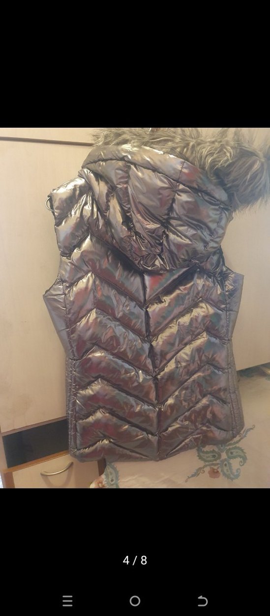 moncler lGri Kadın Kürklü Şişme Yelek - Görsel 2