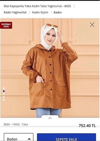 Düz Kapüşonlu Kadın Taba trençkot - Görsel 2