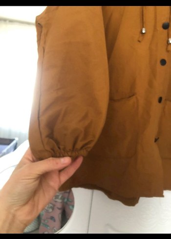 Düz Kapüşonlu Kadın Taba trençkot - Görsel 4