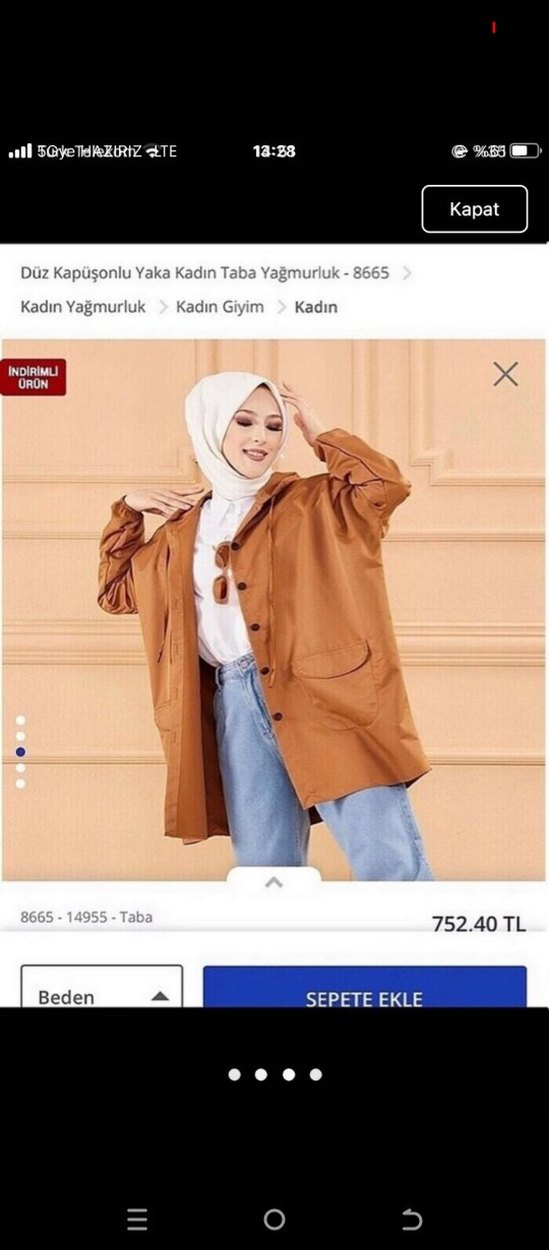 Düz Kapüşonlu Kadın Taba trençkot - Görsel 3