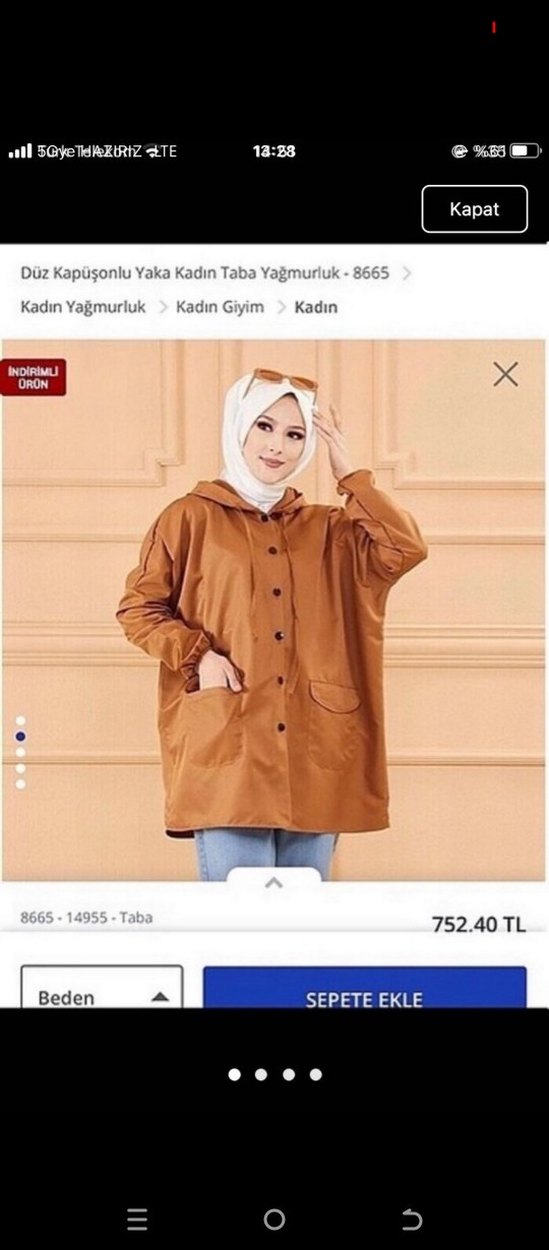 Düz Kapüşonlu Kadın Taba trençkot - Görsel 2