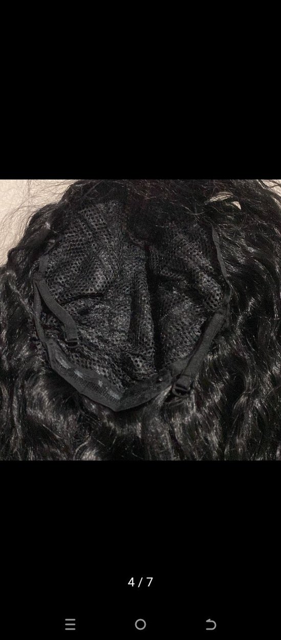 Siyah deri görünümlü peruk - Görsel 2