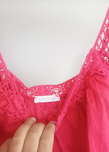Zara Dantel Detaylı Pembe Mini Bohem Elbise