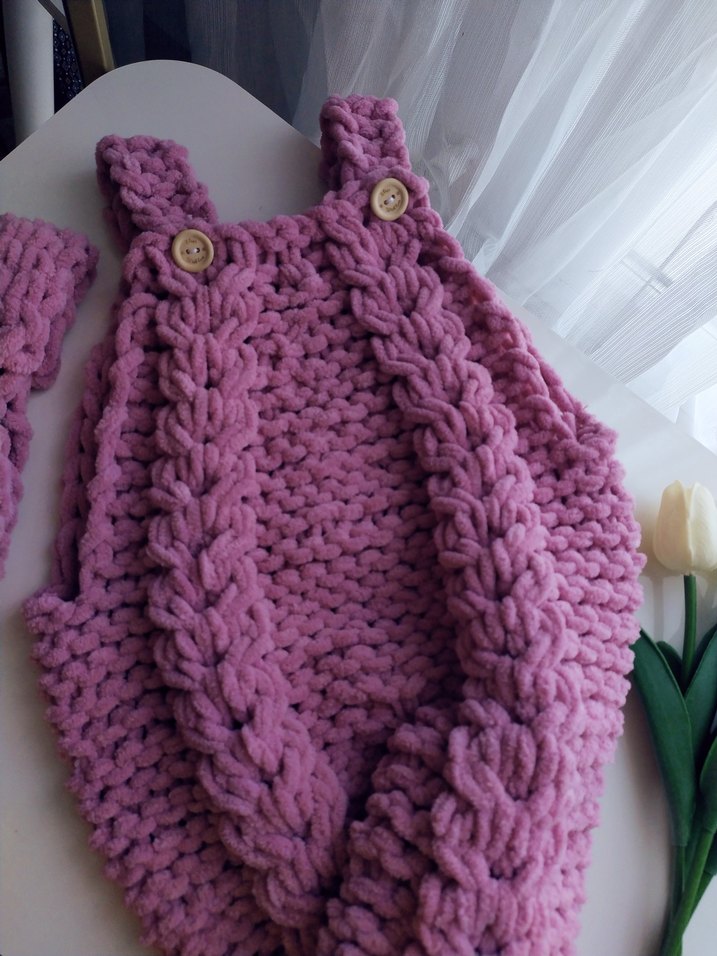 Pastel Mor Örgü salopet - Görsel 2