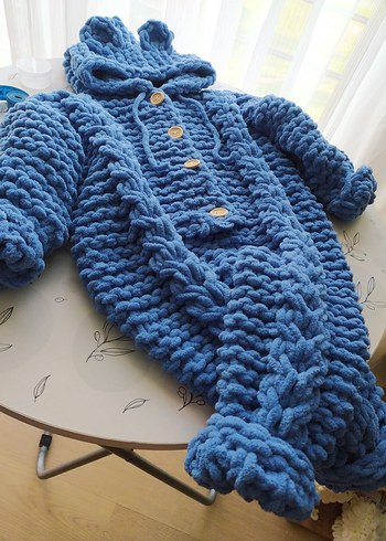 Mavi Örgü Erkek Çocuk tulum - Görsel 3