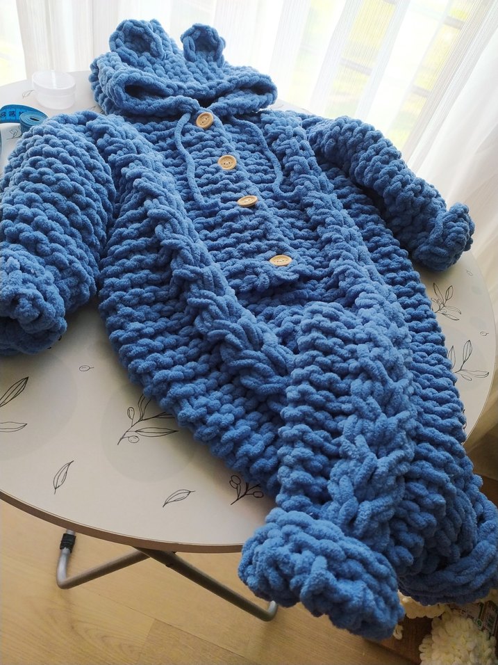 Mavi Örgü Erkek Çocuk tulum - Görsel 3