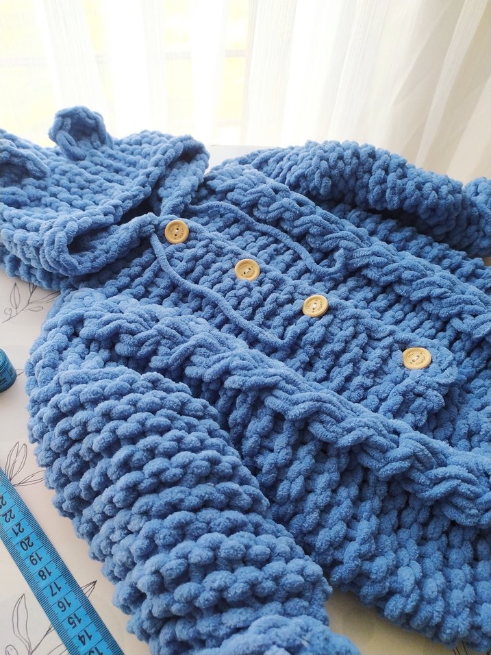 Mavi Örgü Erkek Çocuk tulum - Görsel 4