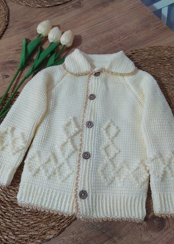 bebek Beyaz Örgü Hırka - Görsel 2