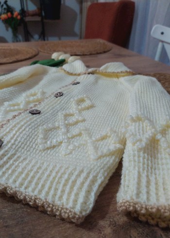 bebek Beyaz Örgü Hırka - Görsel 3