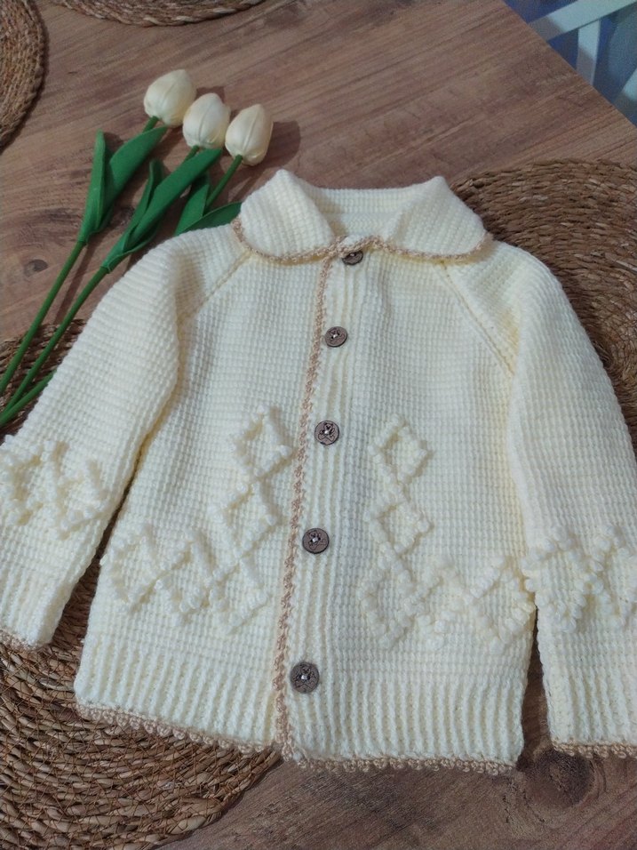 bebek Beyaz Örgü Hırka - Görsel 2
