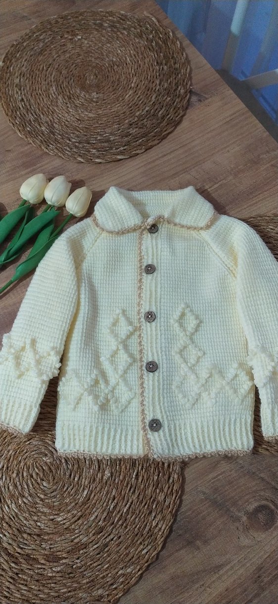 bebek Beyaz Örgü Hırka - Görsel 4