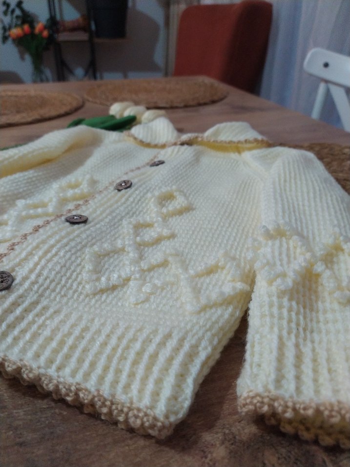 bebek Beyaz Örgü Hırka - Görsel 3