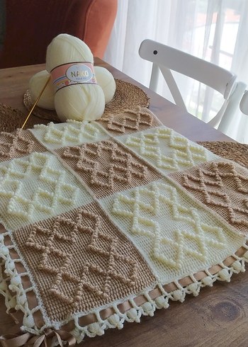 Beyaz Örgü Çocuk Battaniyesi - Görsel 3