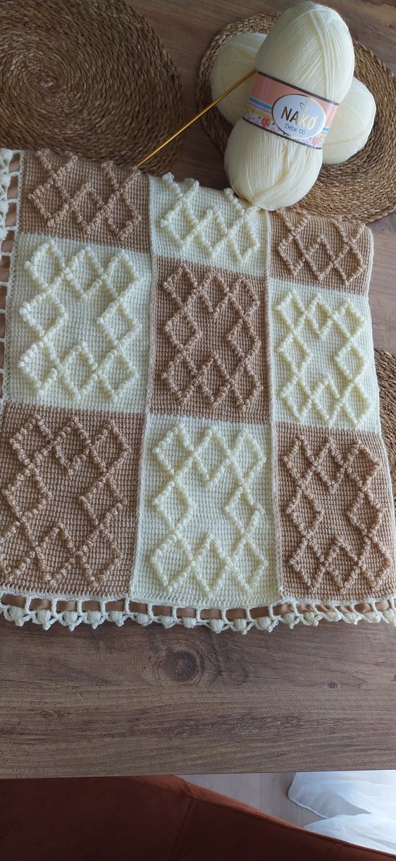 Beyaz Örgü Çocuk Battaniyesi - Görsel 2