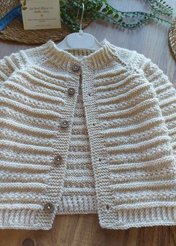 bebek Bej Örgü Hırka - Görsel 4