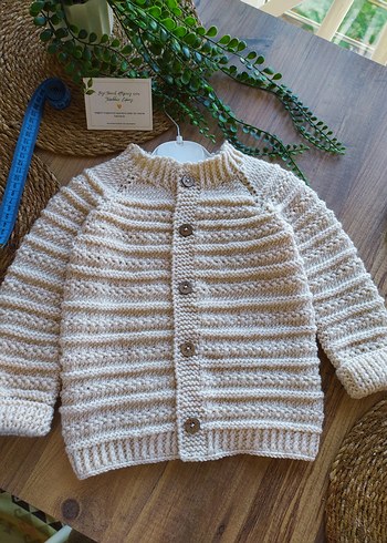 bebek Bej Örgü Hırka - Görsel 2