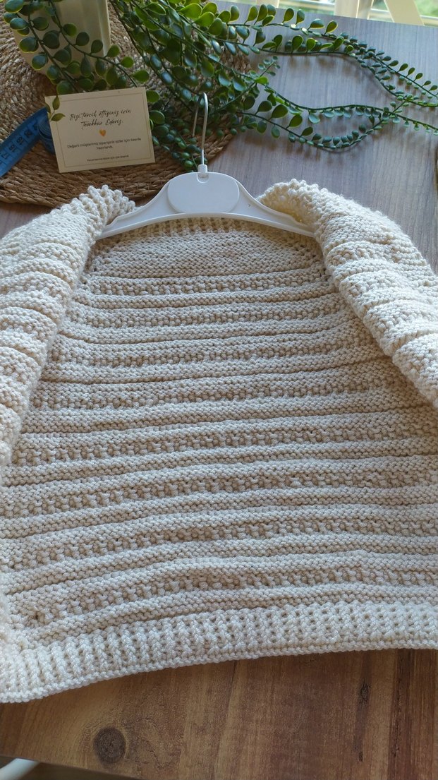 bebek Bej Örgü Hırka - Görsel 5