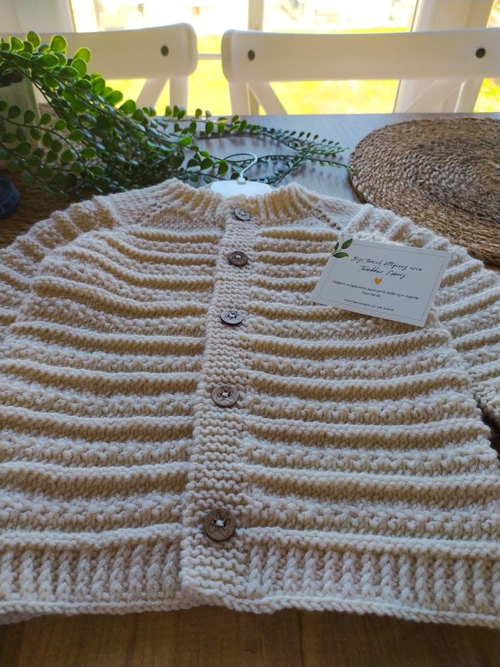 bebek Bej Örgü Hırka - Görsel 3