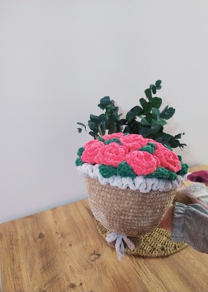 Örgü çiçek buketi  - Görsel 2