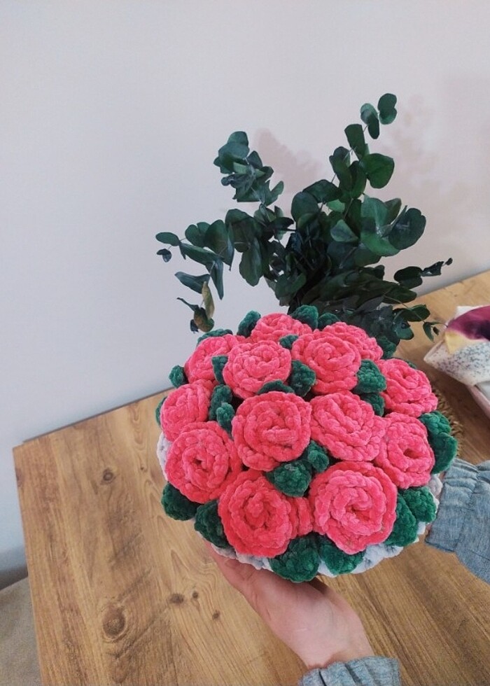 Örgü çiçek buketi  - Görsel 3