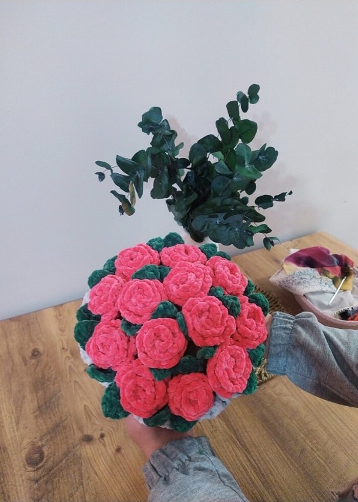 Örgü çiçek buketi  - Görsel 5