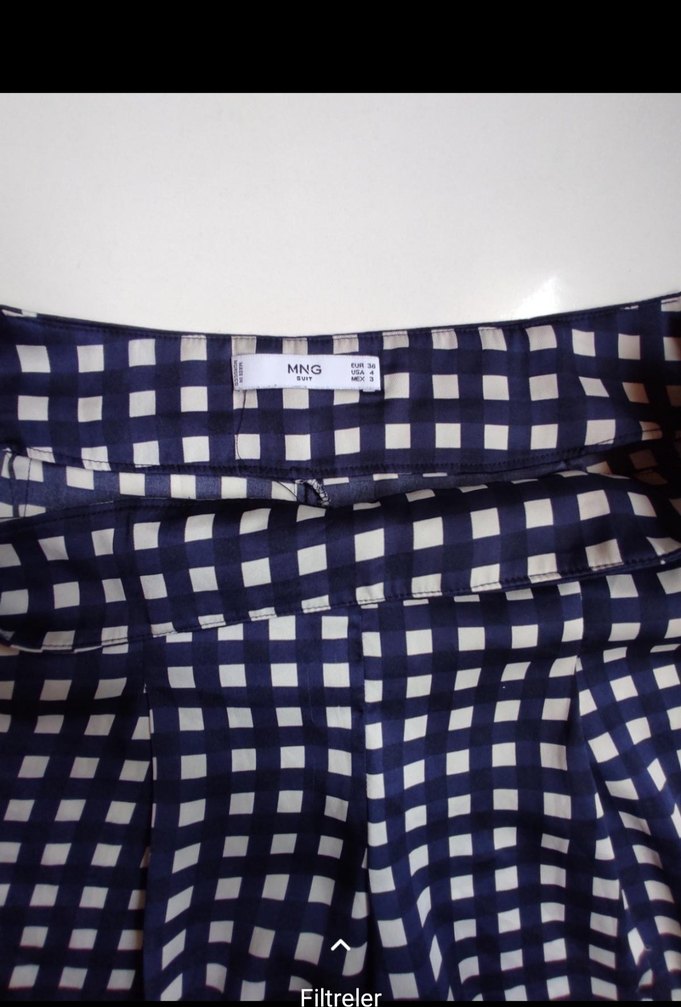 Mavi Ekoseli Pilili Mini Şort - Görsel 4