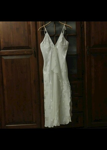 Uzun Beyaz Bohem Kadın Gecelik Sabahlık - Görsel 3