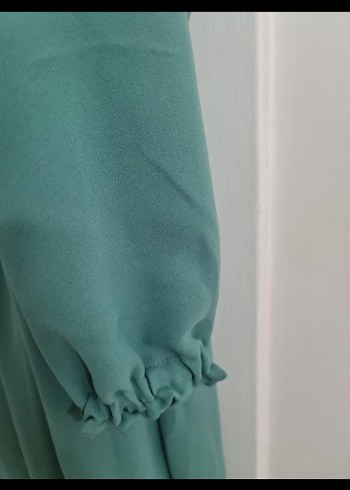 xl Beden Drapeli Turkuaz Uzun Kadın Elbise