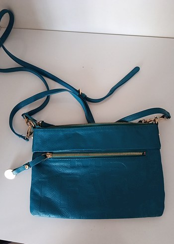 Mavi Deri Kadın Çanta - Parisian Tarz - Görsel 6