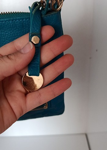 Mavi Deri Kadın Çanta - Parisian Tarz - Görsel 2