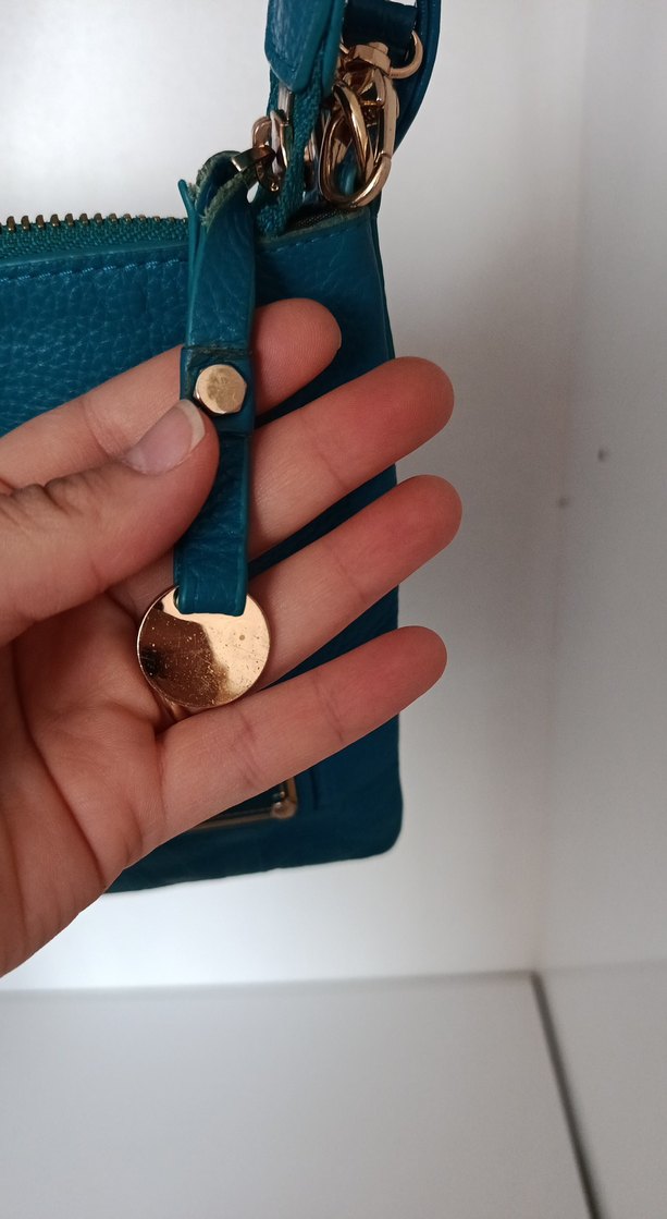 Mavi Deri Kadın Çanta - Parisian Tarz - Görsel 2