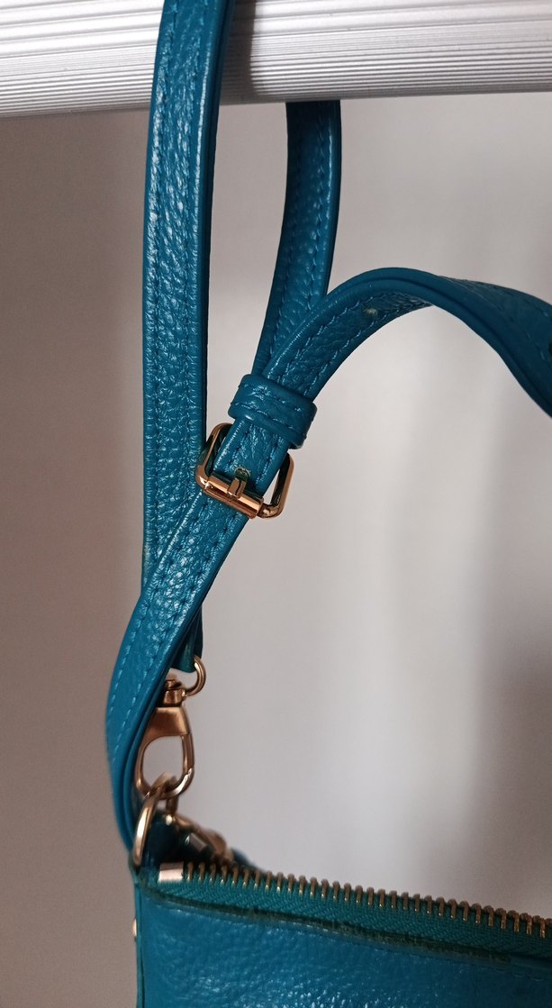 Mavi Deri Kadın Çanta - Parisian Tarz - Görsel 3