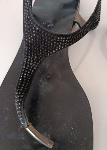 Siyah Yılan Desenli Tokalı Stiletto Topuklu Sandalet - Görsel 3