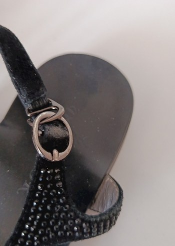 Siyah Yılan Desenli Tokalı Stiletto Topuklu Sandalet - Görsel 2