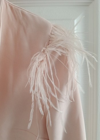 Pembe Kürklü Uzun Kadın Klasik Ofis Kabanı - Görsel 2