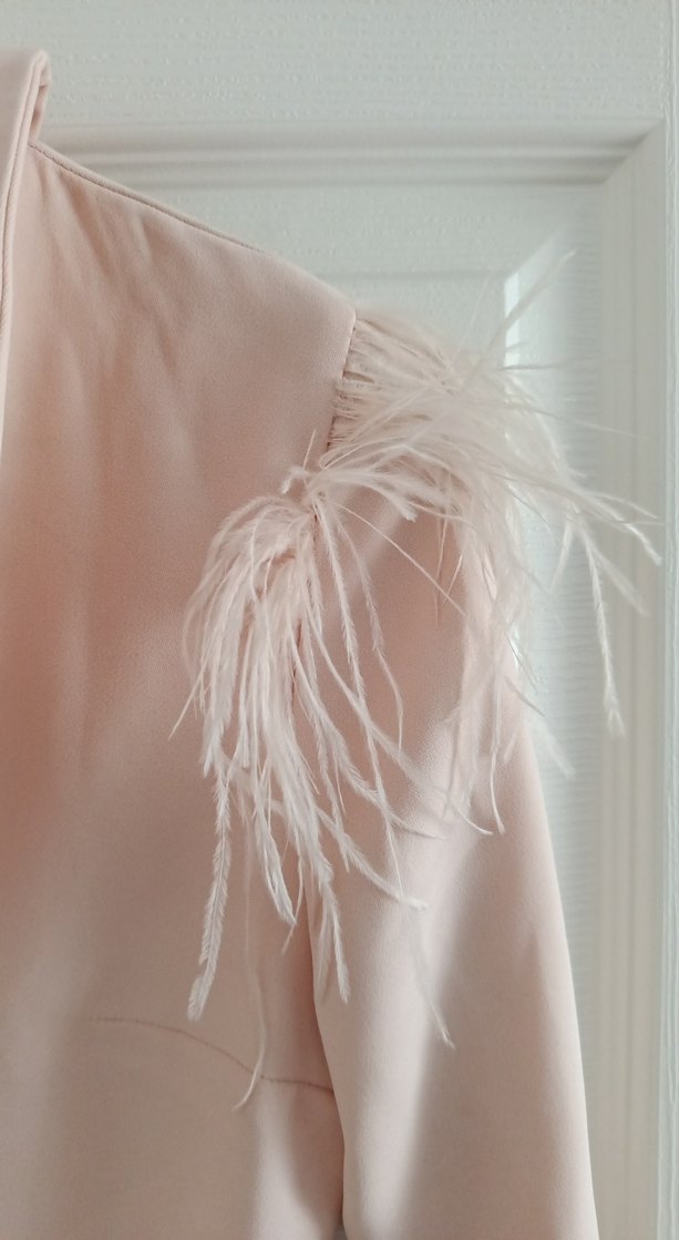 Pembe Kürklü Uzun Kadın Klasik Ofis Kabanı - Görsel 2