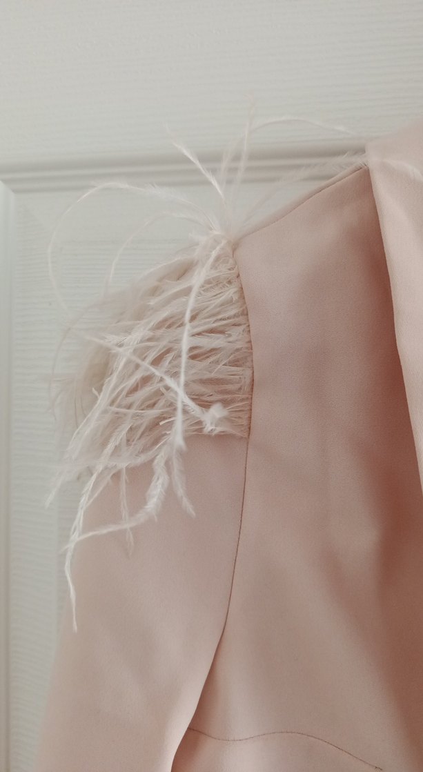 Pembe Kürklü Uzun Kadın Klasik Ofis Kabanı - Görsel 3