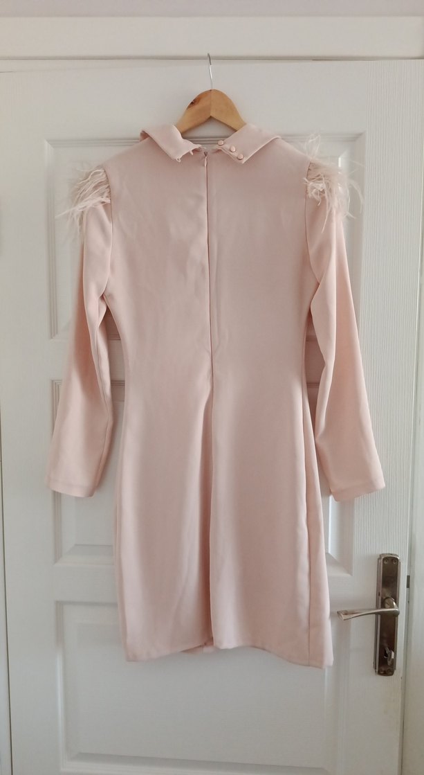 Pembe Kürklü Uzun Kadın Klasik Ofis Kabanı - Görsel 5