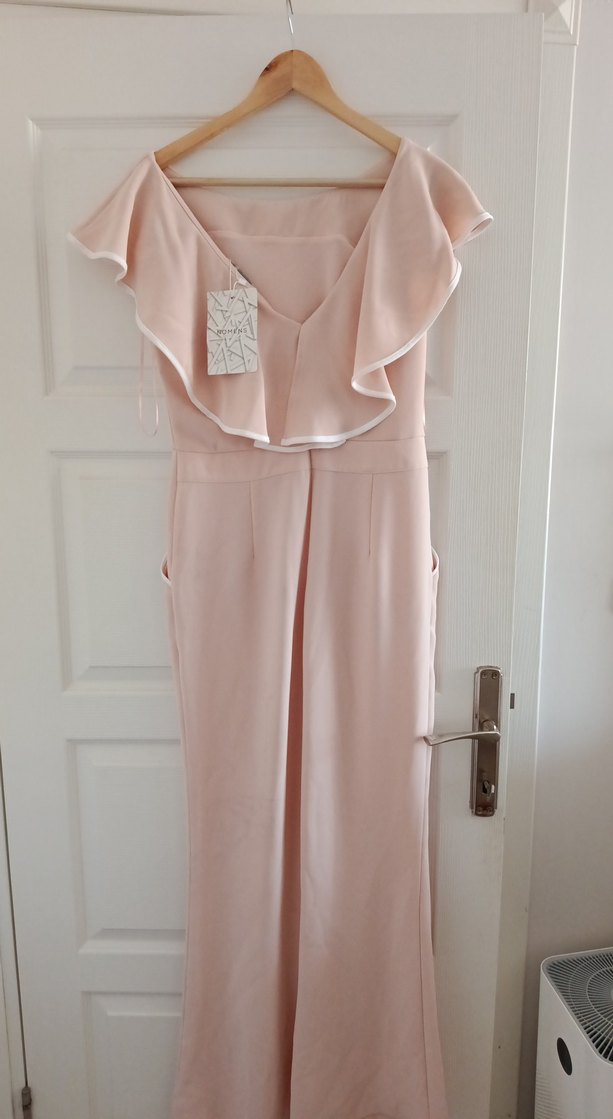 Bej Fırfırlı Straplez Kadın Tulum - Görsel 2