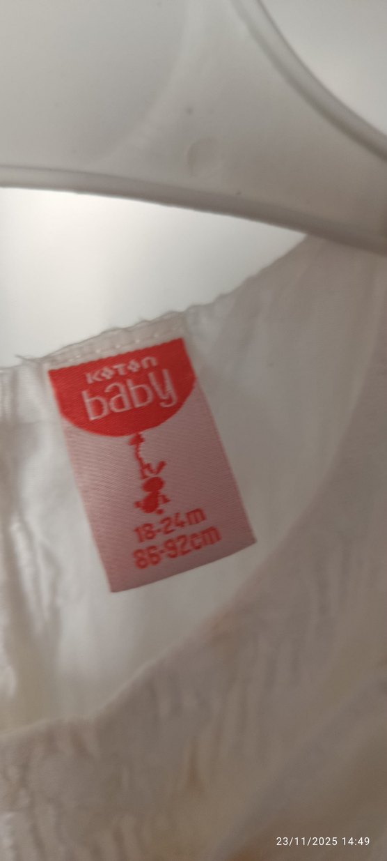 Kız Çocuk Beyaz Keten Kolsuz Elbise - Görsel 3